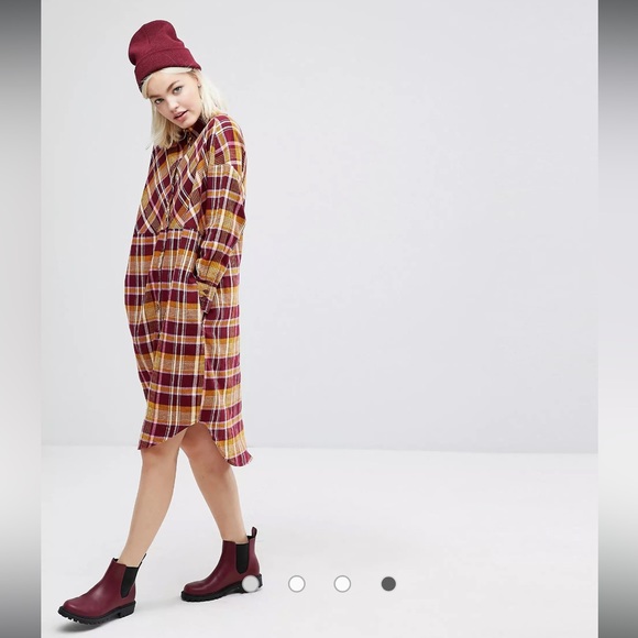 Monki Plaid/Check Shirt Dress- Size XS - Picture 1 of 10